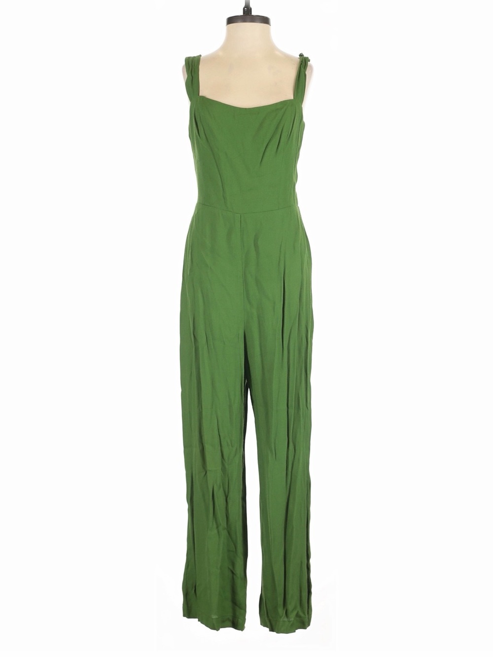 Reformation Green Wide-Leg Tie-Strap Jumpsuit